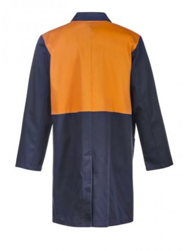 HI VIS TWO TONE DUSTCOAT WITH PATCH POCKETS - LONG SLEEVE