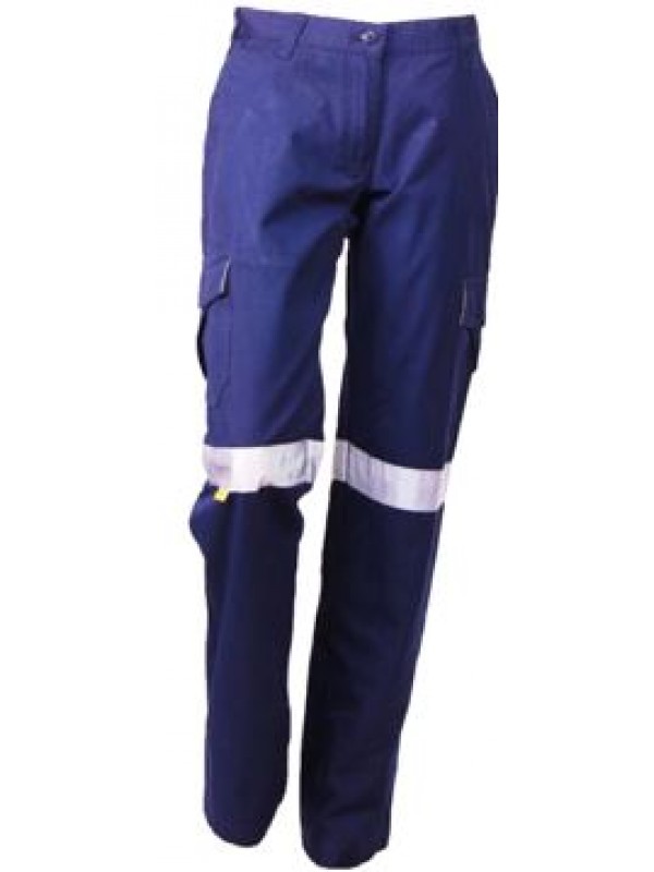LADIES MID WEIGHT COTTON CANVAS CARGO PANTS WITH 3M TAPE