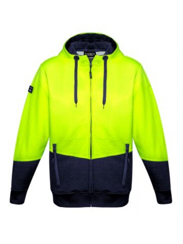 UNISEX HI VIS TEXTURED JACQUARD FULL ZIP HOODIE 