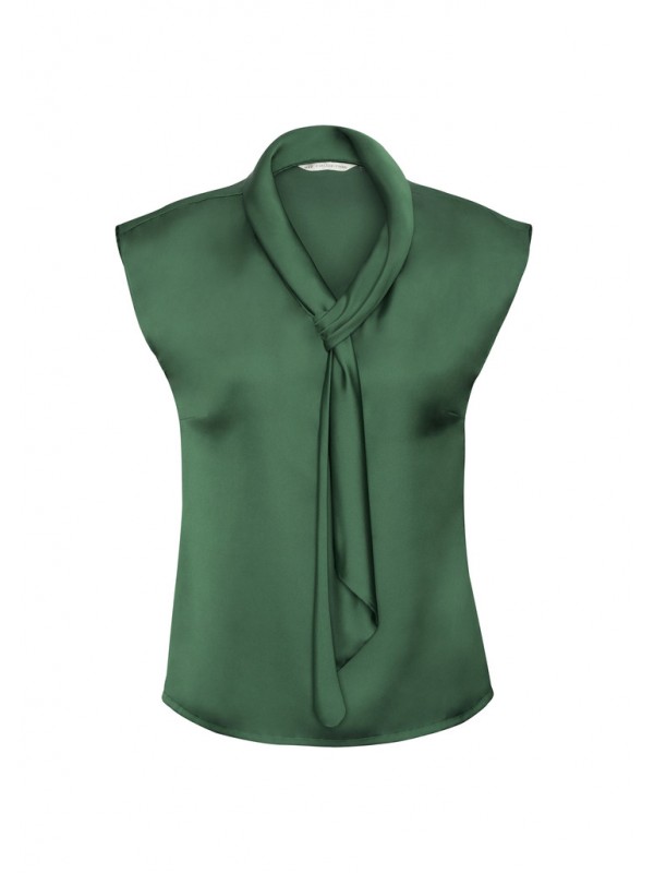 LADIES SHIMMER TIE NECK TOP